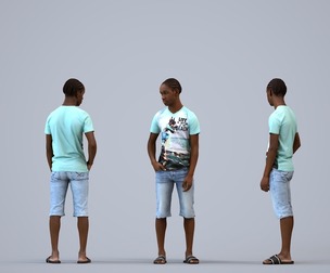 00589_Jimmy003 Teen Black male relaxing in public space wearing casual summer clothing