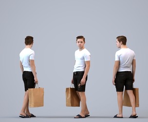 00590_Kyle011 Teen Caucasian male shopping in retail environment with bag