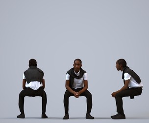 00591_Jimmy011 Teen Black boy sitting in school uniform for educational facility visualization