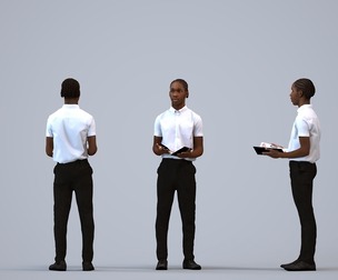 00591_Jimmy004 Teen Black male standing in hospitality uniform for restaurant visualization