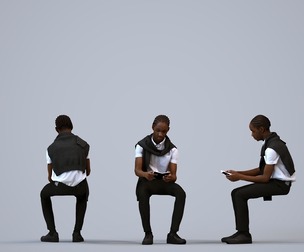 00591_Jimmy010 Teen Black male reading while seated in school transitional seasonal clothing