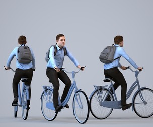 00592_Kyle012 Teen Caucasian male cycling publicly in business attire with bag