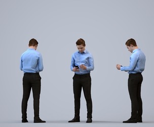 00592_Kyle005 Teen Caucasian male standing in office with smartphone, autumn attire