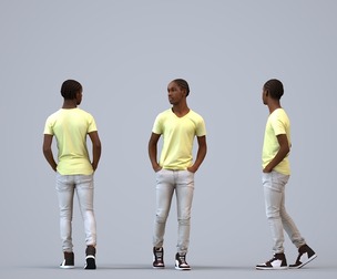 00593_Jimmy005 Teen Black male waiting in public space wearing casual summer clothing