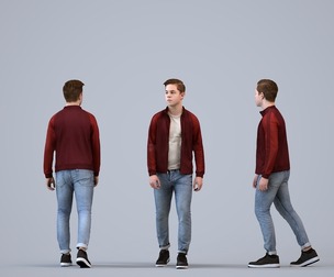 00594_Kyle003 Teen Caucasian male walking through public space in transitional seasonal clothing