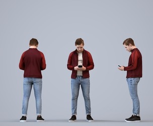 00594_Kyle005 Teen Caucasian male standing with smartphone in autumn or spring attire