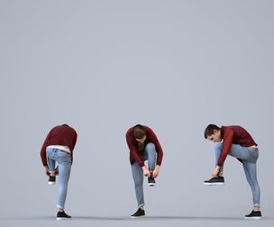 00594_Kyle009 Teen Caucasian male crouching while waiting in public space, autumn attire