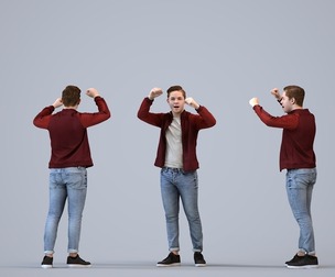 00594_Kyle012 Teen Caucasian male exercising in public wearing casual autumn or spring attire