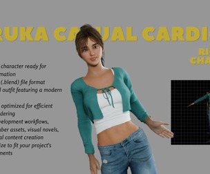 Haruka Casual Cardigan - Rigged 3D Model Character