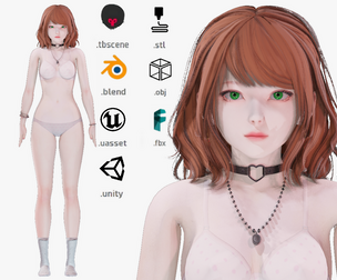 Lingerie clothes 0018 - Rig - UE5 - Unity - Blender - Animated - Realistic Female Character