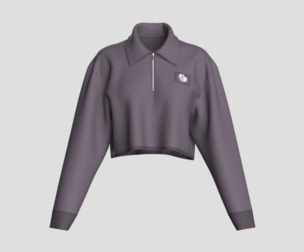 Girls Oversized Crop Sweatshirt With Quarter-Zip | Marvelous / Clo3d / obj / fbx