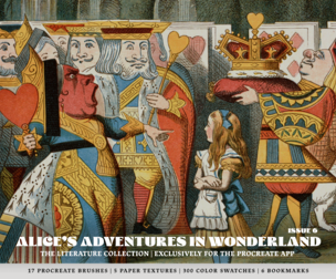 Alice in Wonderland Procreate Kit (Procreate Brushes, Color Palettes & Paper Textures)