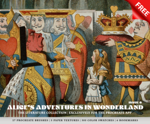 Free Sample - Alice in Wonderland Procreate Kit (Procreate Brushes, Paper Textures & more)