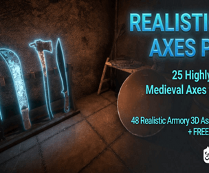 (25) Realistic Axes 3D Assets Pack For Godot Vol 1