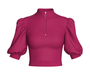 Girls Half-Zip Puff Sleeve Crop Top | Marvelous / Clo3d / obj / fbx