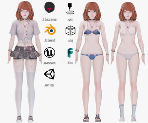 Clothing Collection 011 - Rig - UE5 - Unity - Blender - Animated - Realistic Female Character