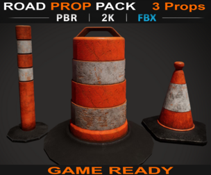 Road Construction Prop Pack - Game Ready PBR Assets