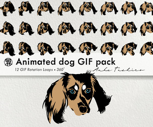 [COPY] 360° Animated DOG HEAD GIF Pack | 12 Seamless Rotation Loops | Digital Download