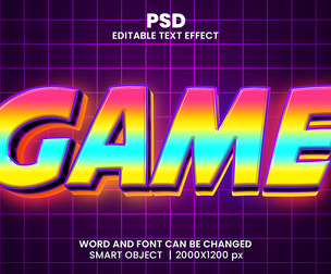 Game PSD Fully Editable Text Effect. Layer Style PSD Mockup Template