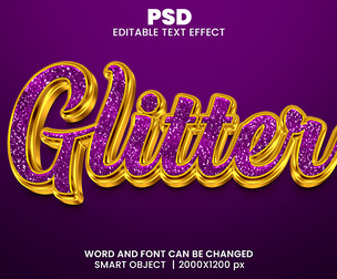 Glitter PSD Fully Editable Text Effect. Layer Style PSD Mockup Template