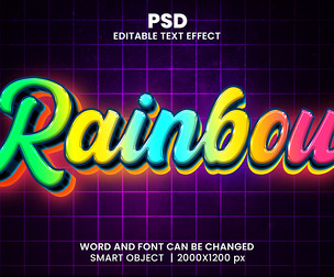 Rainbow PSD Fully Editable Text Effect. Layer Style PSD Mockup Template