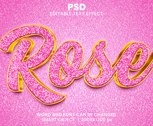 Rose PSD Fully Editable Text Effect. Layer Style PSD Mockup Template