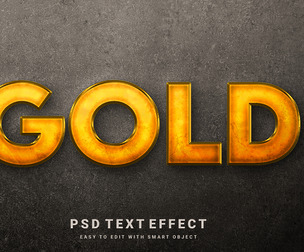Gold PSD Fully Editable Text Effect. Layer Style PSD Mockup Template
