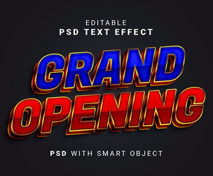 Grand Opening PSD Fully Editable Text Effect. Layer Style PSD Mockup Template