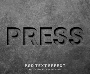 Press PSD Fully Editable Text Effect. Layer Style PSD Mockup Template