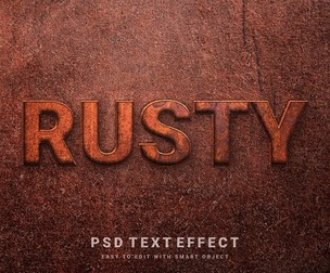 Rusty PSD Fully Editable Text Effect. Layer Style PSD Mockup Template