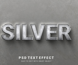 Silver PSD Fully Editable Text Effect. Layer Style PSD Mockup Template