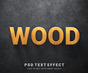 Wood PSD Fully Editable Text Effect. Layer Style PSD Mockup Template