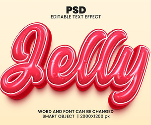 3D Jelly PSD Fully Editable Text Effect. Layer Style PSD Mockup Template