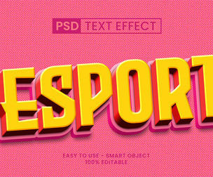 3D Esport PSD Fully Editable Text Effect. Layer Style PSD Mockup Template