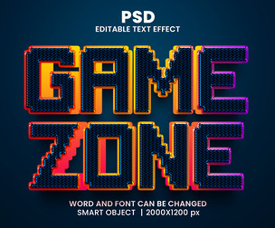 3D Game Zone PSD Fully Editable Text Effect. Layer Style PSD Mockup Template