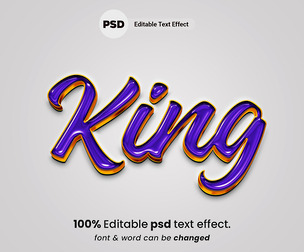 3D King PSD Fully Editable Text Effect. Layer Style PSD Mockup Template