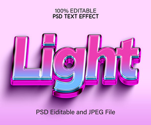 3D Light PSD Fully Editable Text Effect. Layer Style PSD Mockup Template