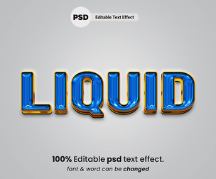 3D Liquid PSD Fully Editable Text Effect. Layer Style PSD Mockup Template