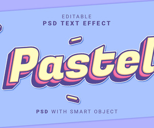 3D Pastel PSD Fully Editable Text Effect. Layer Style PSD Mockup Template