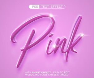 3D Pink PSD Fully Editable Text Effect. Layer Style PSD Mockup Template