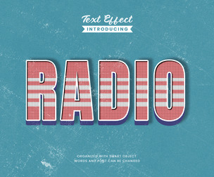 3D Radio PSD Fully Editable Text Effect. Layer Style PSD Mockup Template