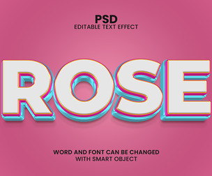 3D Rose 1 PSD Fully Editable Text Effect. Layer Style PSD Mockup Template