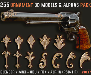 255 Ornament 3D Models & Alphas Pack – Vol17