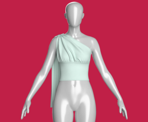 Girls One-Shoulder Draped Cropped Top | Marvelous / Clo3d / obj / fbx