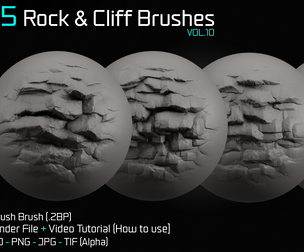 55 Rock & Cliff Brushes - Blender & ZBrush - Vol.10