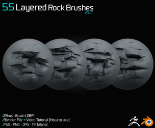 55 Layered Rock Brush - Blender & ZBrush - Vol.11
