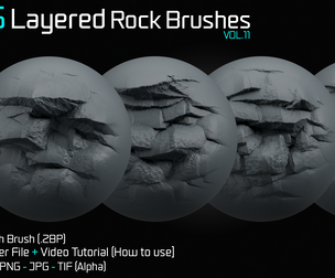 55 Layered Rock Brush - Blender & ZBrush - Vol.11