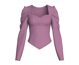 Girls Bustier Crop Top With Puff Sleeve | Marvelous / Clo3d / obj / fbx