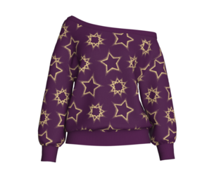 Girls Off-Shoulder Printed Sweater | Marvelous / Clo3d / obj / fbx