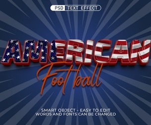 American Football PSD Fully Editable Text Effect. Layer Style PSD Mockup Template